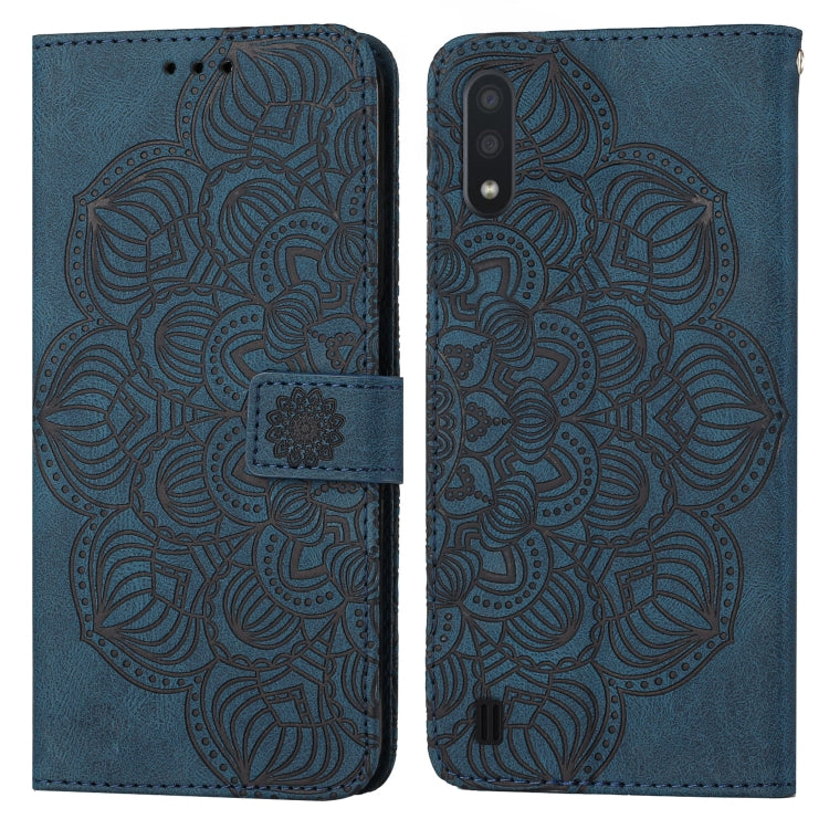For Samsung Galaxy A01 Mandala Embossed Flip Leather Phone Case