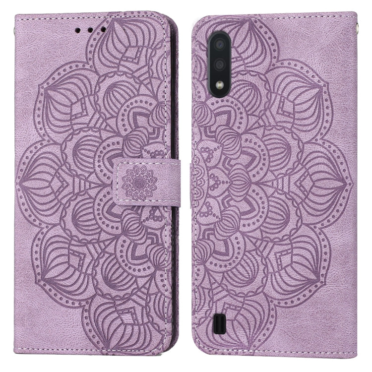 For Samsung Galaxy A01 Mandala Embossed Flip Leather Phone Case