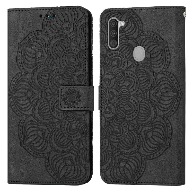 For Samsung Galaxy A11 Mandala Embossed Flip Leather Phone Case