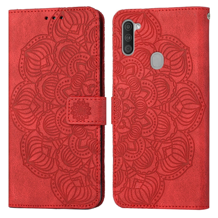 For Samsung Galaxy A11 Mandala Embossed Flip Leather Phone Case