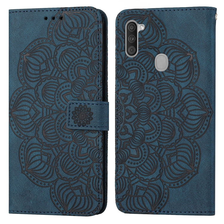 For Samsung Galaxy A11 Mandala Embossed Flip Leather Phone Case