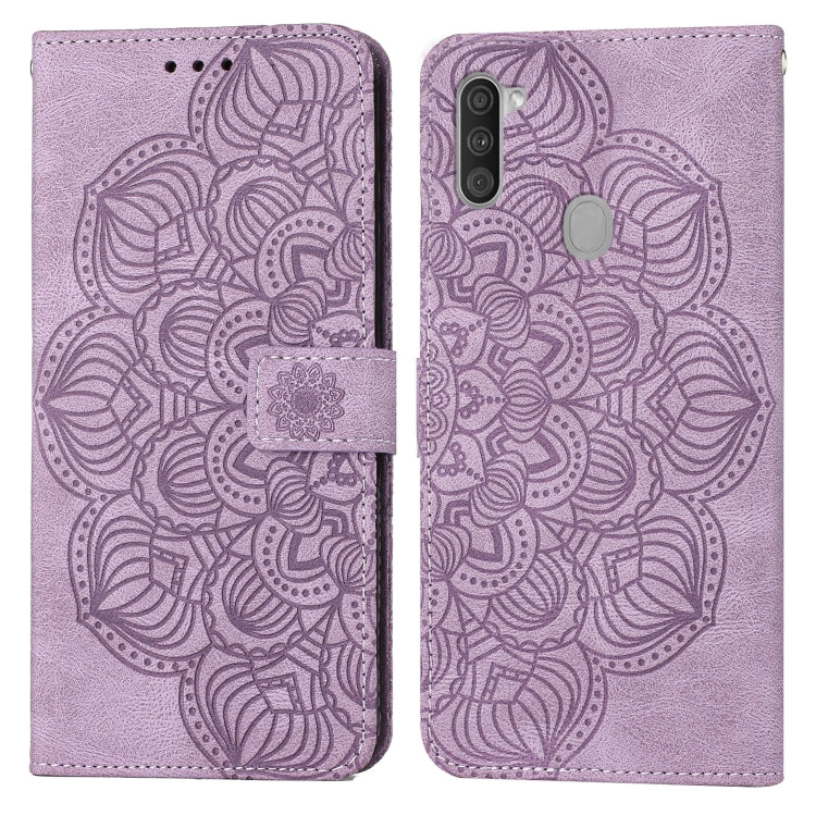 For Samsung Galaxy A11 Mandala Embossed Flip Leather Phone Case