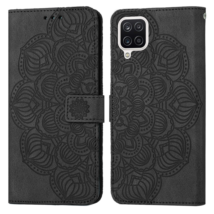 For Samsung Galaxy A12 Mandala Embossed Flip Leather Phone Case