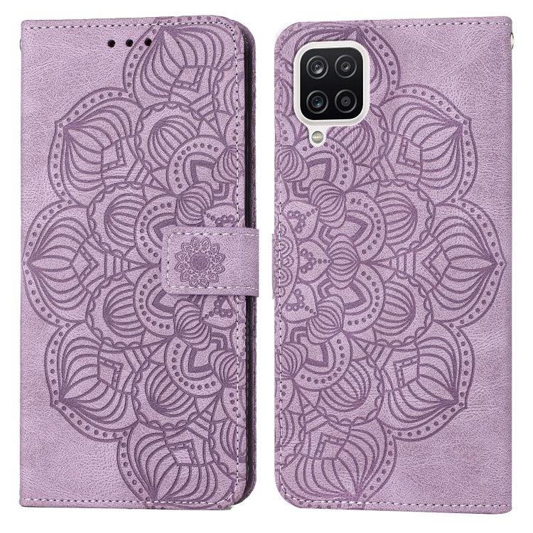 For Samsung Galaxy A12 Mandala Embossed Flip Leather Phone Case