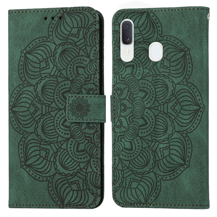 For Samsung Galaxy A20 / A30 Mandala Embossed Flip Leather Phone Case