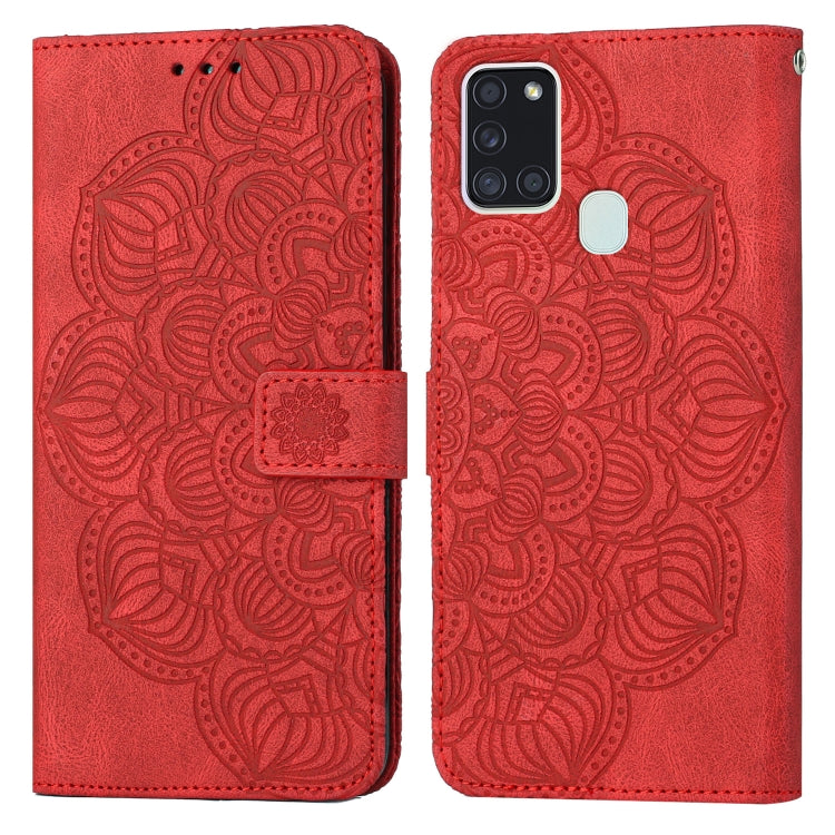 For Samsung Galaxy A21s Mandala Embossed Flip Leather Phone Case