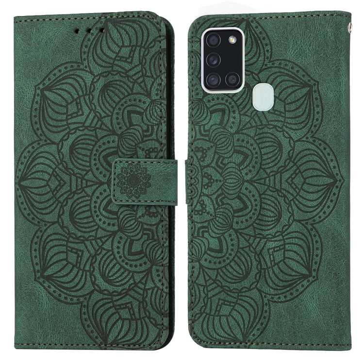 For Samsung Galaxy A21s Mandala Embossed Flip Leather Phone Case