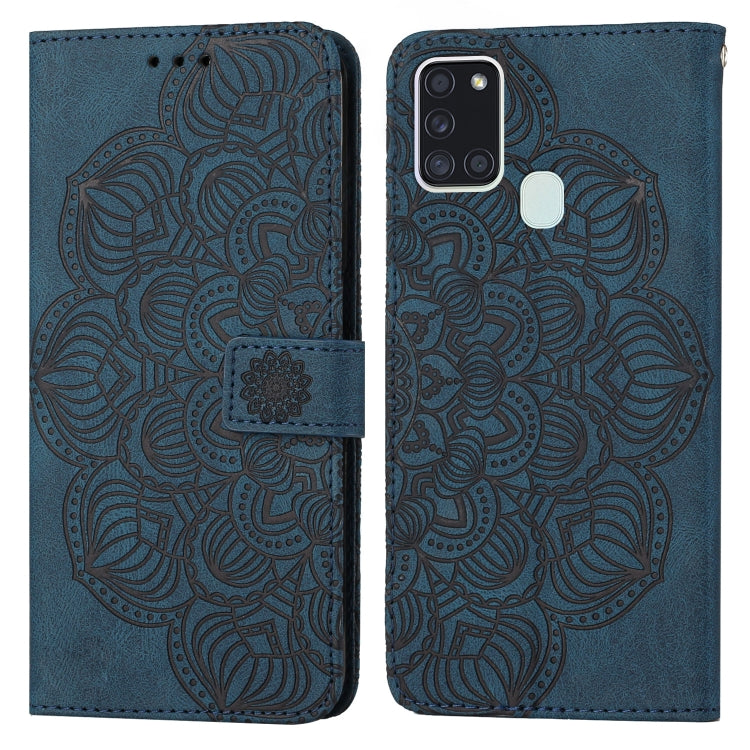 For Samsung Galaxy A21s Mandala Embossed Flip Leather Phone Case