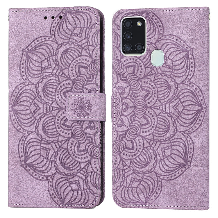 For Samsung Galaxy A21s Mandala Embossed Flip Leather Phone Case