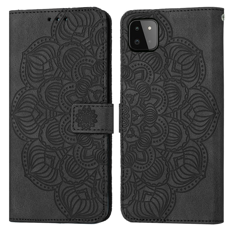 For Samsung Galaxy A22 5G Mandala Embossed Flip Leather Phone Case