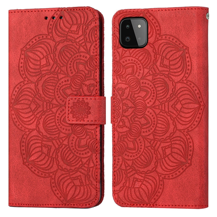 For Samsung Galaxy A22 5G Mandala Embossed Flip Leather Phone Case