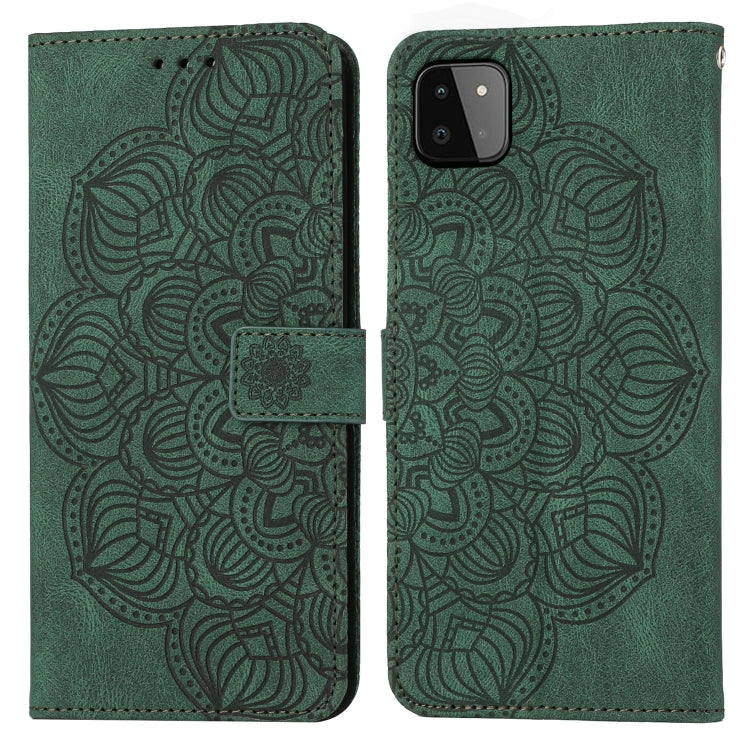 For Samsung Galaxy A22 5G Mandala Embossed Flip Leather Phone Case