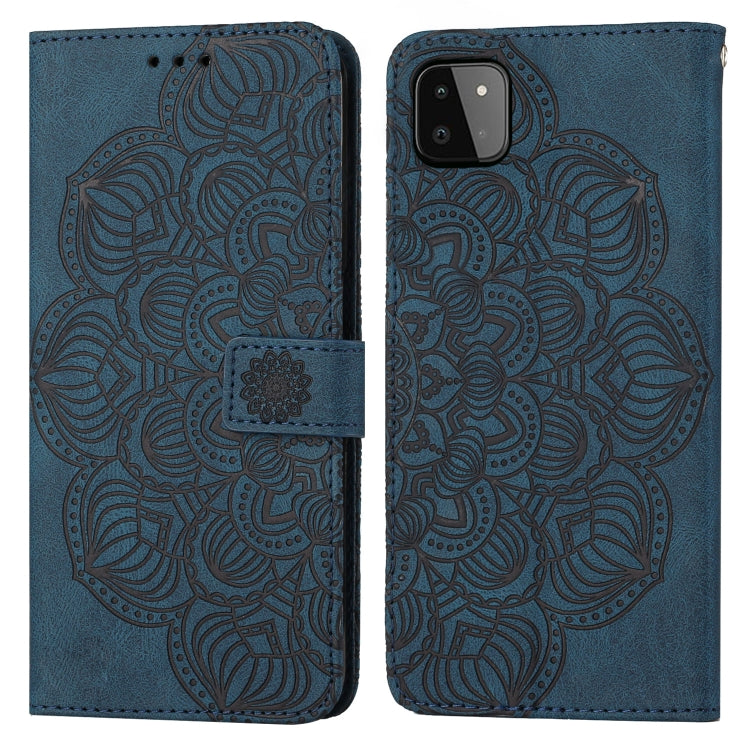 For Samsung Galaxy A22 5G Mandala Embossed Flip Leather Phone Case