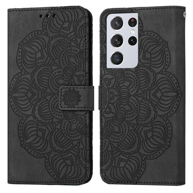 For Samsung Galaxy S21 Ultra 5G Mandala Embossed Flip Leather Phone Case