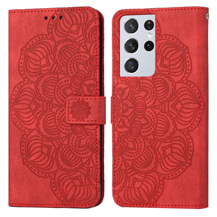 For Samsung Galaxy S21 Ultra 5G Mandala Embossed Flip Leather Phone Case
