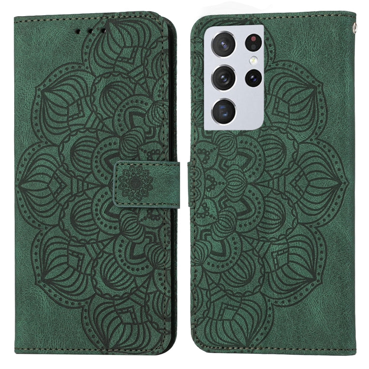 For Samsung Galaxy S21 Ultra 5G Mandala Embossed Flip Leather Phone Case