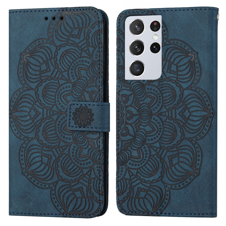 For Samsung Galaxy S21 Ultra 5G Mandala Embossed Flip Leather Phone Case