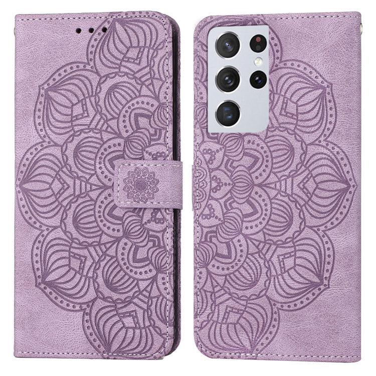 For Samsung Galaxy S21 Ultra 5G Mandala Embossed Flip Leather Phone Case