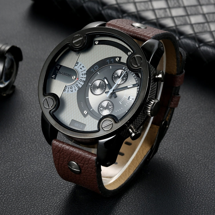 CAGARNY 6819 Multifunctional Dual Time Zone Quartz Business Sport Watch for Men
