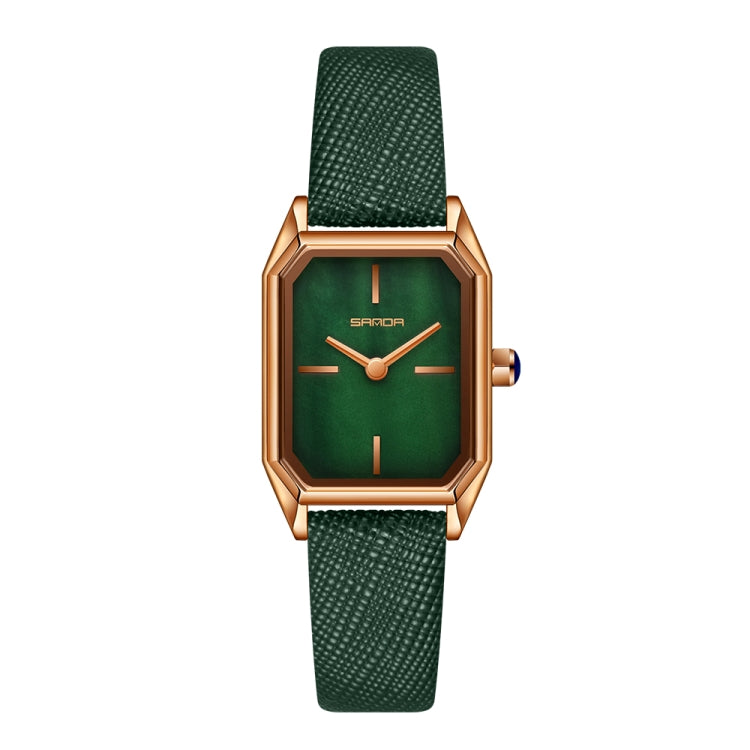 SANDA 1096 Bold Octagonal Dial Waterproof Lady Watch, Style:Leather Band