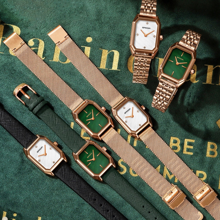 SANDA 1096 Bold Octagonal Dial Waterproof Lady Watch, Style:Mesh Band