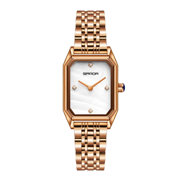 SANDA 1096 Bold Octagonal Dial Waterproof Lady Watch, Style:Steel Band