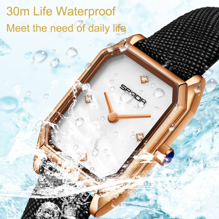 SANDA 1096 Bold Octagonal Dial Waterproof Lady Watch, Style:Steel Band