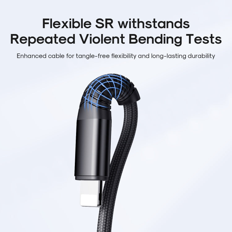 JOYROOM S-1230G12 2 in 1 USB to 8 Pin+USB-C / Type-C Nylon Braid Charging Cable, Length: 1.2m(Black)