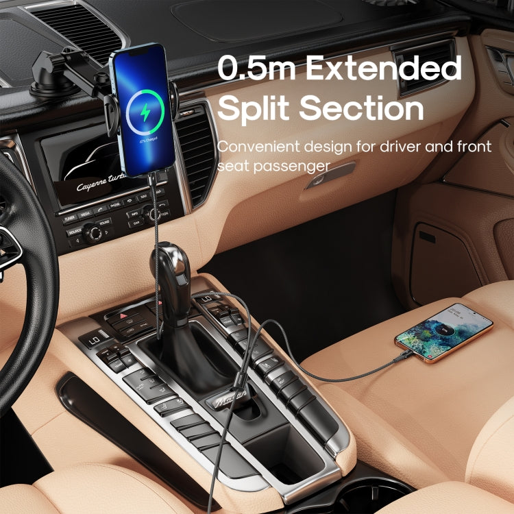 JOYROOM S-1230G12 2 in 1 USB to 8 Pin+USB-C / Type-C Nylon Braid Charging Cable, Length: 1.2m(Black)