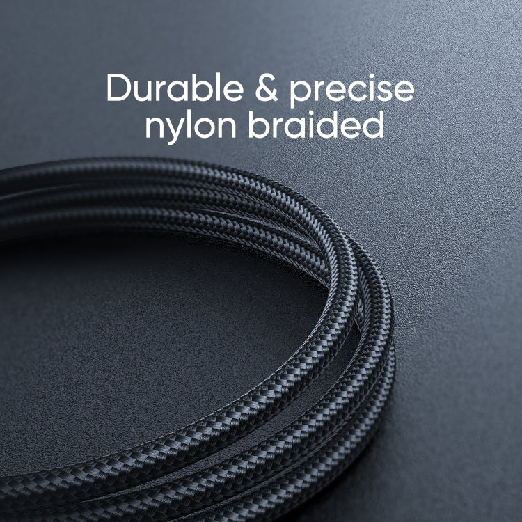 JOYROOM S-01530G10 3 in 1 USB to 8 Pinx2+Type-C Nylon Braid Charging Cable, Length: 15cm(Black)
