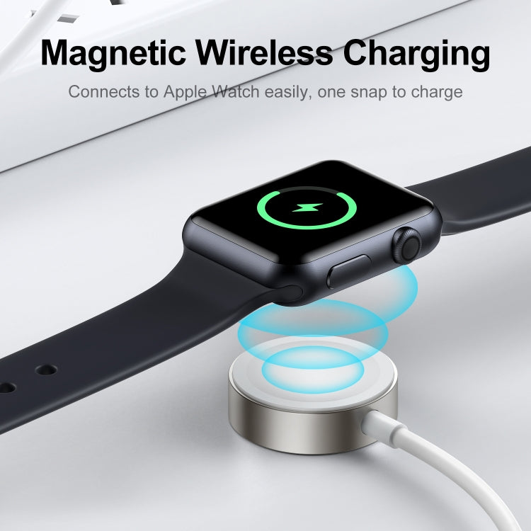 JOYROOM S-IW005 2 in 1 USB-C / Type-C to 8 Pin Watch Magnetic Charger with 1.5m 20W PD Fast Charging Sync Data Cable(White)