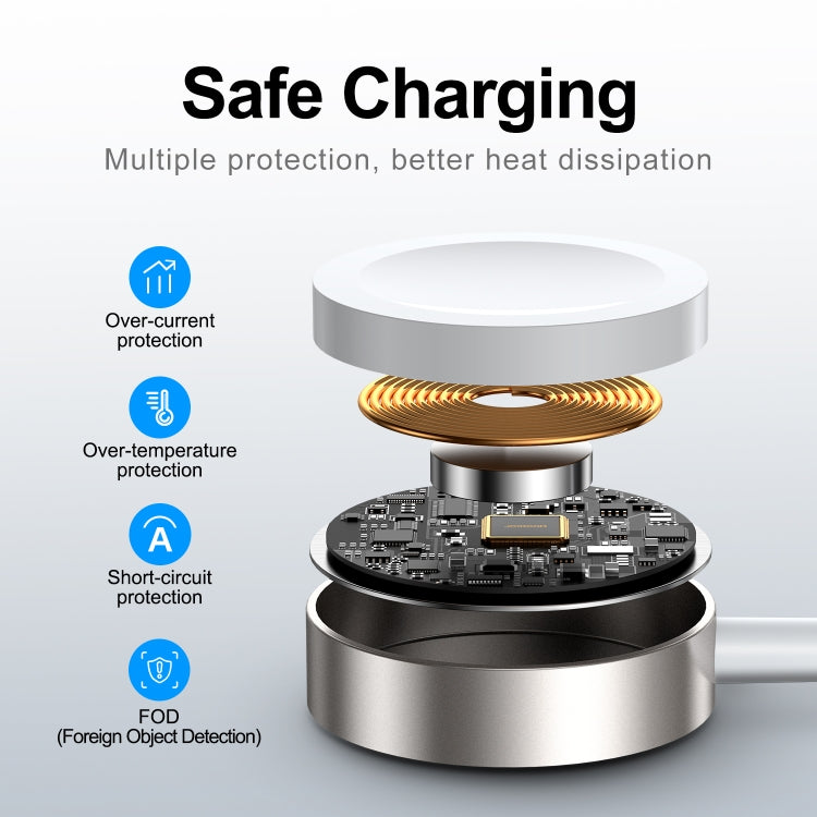 JOYROOM S-IW005 2 in 1 USB-C / Type-C to 8 Pin Watch Magnetic Charger with 1.5m 20W PD Fast Charging Sync Data Cable(White)
