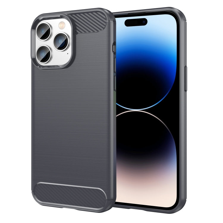 For iPhone 14 Pro Brushed Texture Carbon Fiber TPU Phone Case