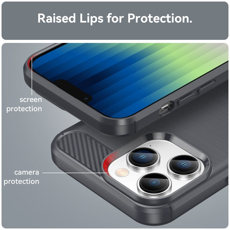 For iPhone 14 Pro Brushed Texture Carbon Fiber TPU Phone Case