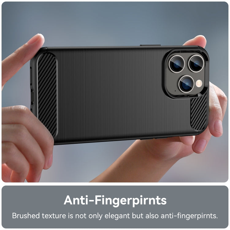 For iPhone 14 Pro Max Brushed Texture Carbon Fiber TPU Phone Case