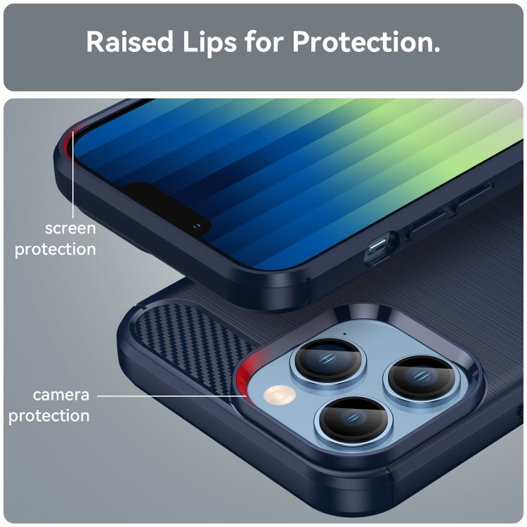 For iPhone 14 Pro Max Brushed Texture Carbon Fiber TPU Phone Case