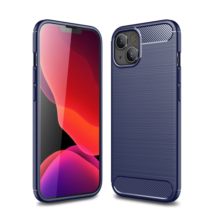 For iPhone 14 Brushed Texture Carbon Fiber TPU Phone Case