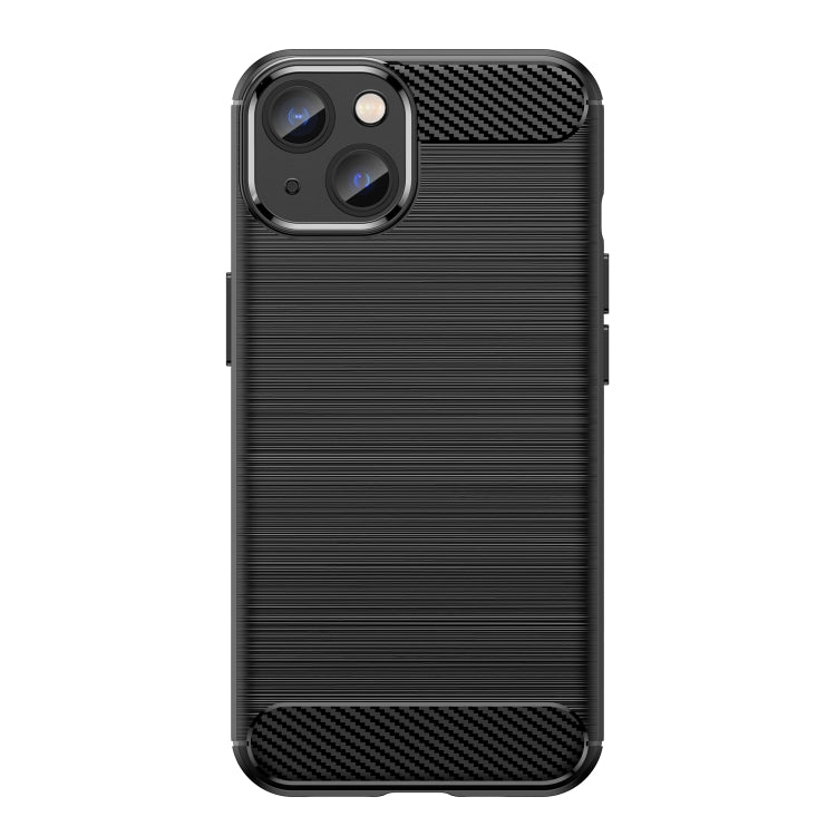 For iPhone 14 Plus Brushed Texture Carbon Fiber TPU Phone Case