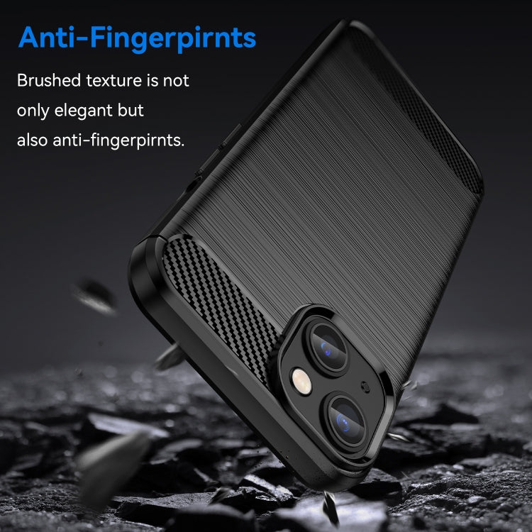 For iPhone 14 Plus Brushed Texture Carbon Fiber TPU Phone Case