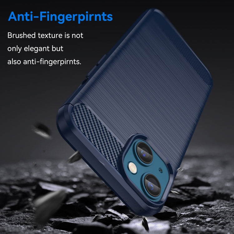 For iPhone 14 Plus Brushed Texture Carbon Fiber TPU Phone Case