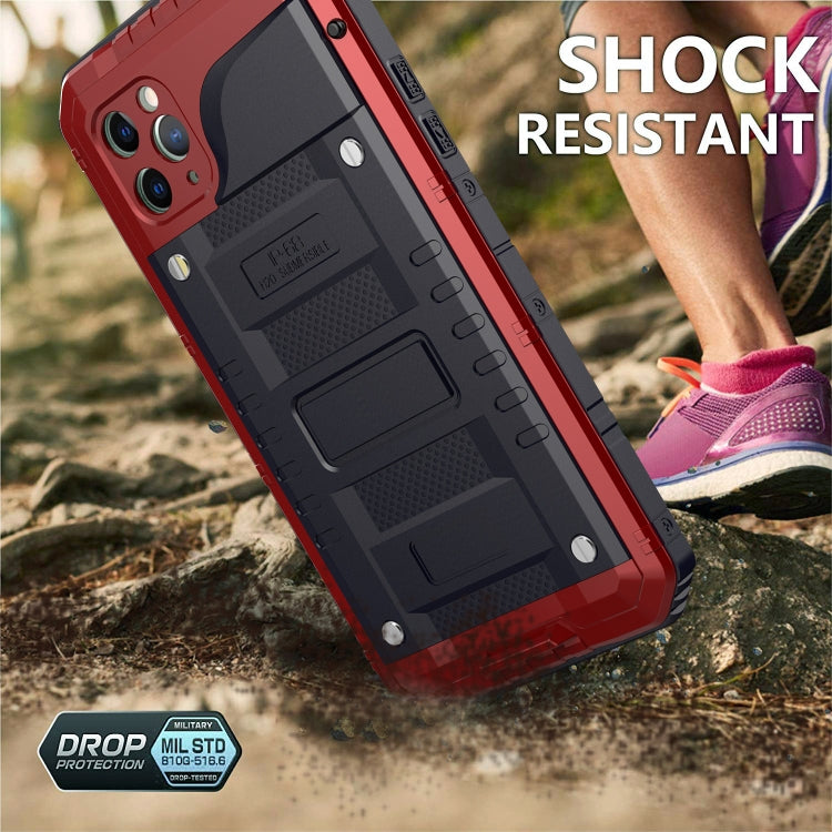 For iPhone 11 Pro Max Dustproof Shockproof Waterproof Silicone + Metal Protective Case