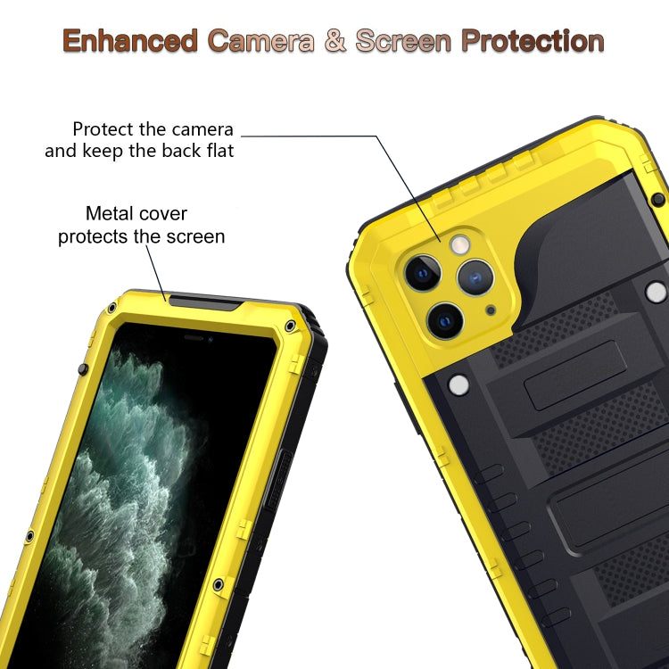 For iPhone 11 Pro Max Dustproof Shockproof Waterproof Silicone + Metal Protective Case