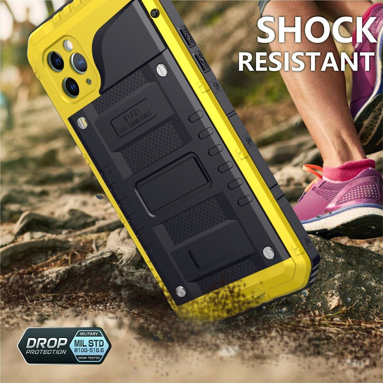 For iPhone 11 Pro Max Dustproof Shockproof Waterproof Silicone + Metal Protective Case