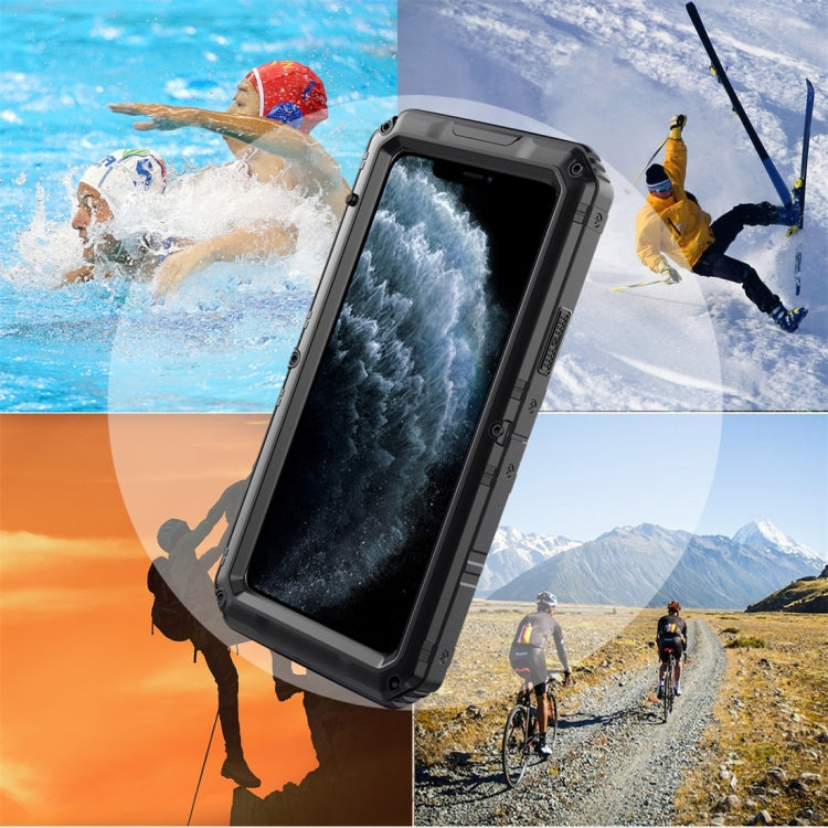 For iPhone 11 Pro Dustproof Shockproof Waterproof Silicone + Metal Protective Case