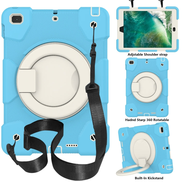 For iPad 9.7 2018 Silicone + PC Full Body Protection Tablet Case With Holder & Strap