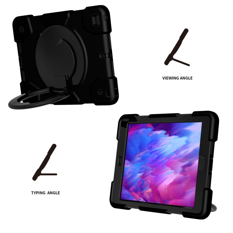 For iPad 9.7 2018 Silicone + PC Full Body Protection Tablet Case With Holder & Strap