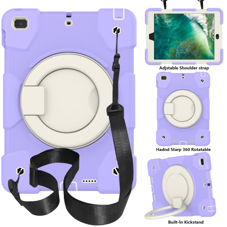 For iPad 9.7 2018 Silicone + PC Full Body Protection Tablet Case With Holder & Strap