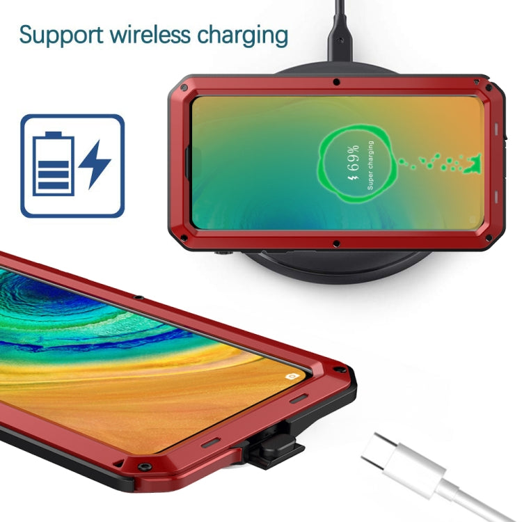 For Huawei Mate 30 Shockproof Waterproof Silicone + Metal Protective Case(Red)