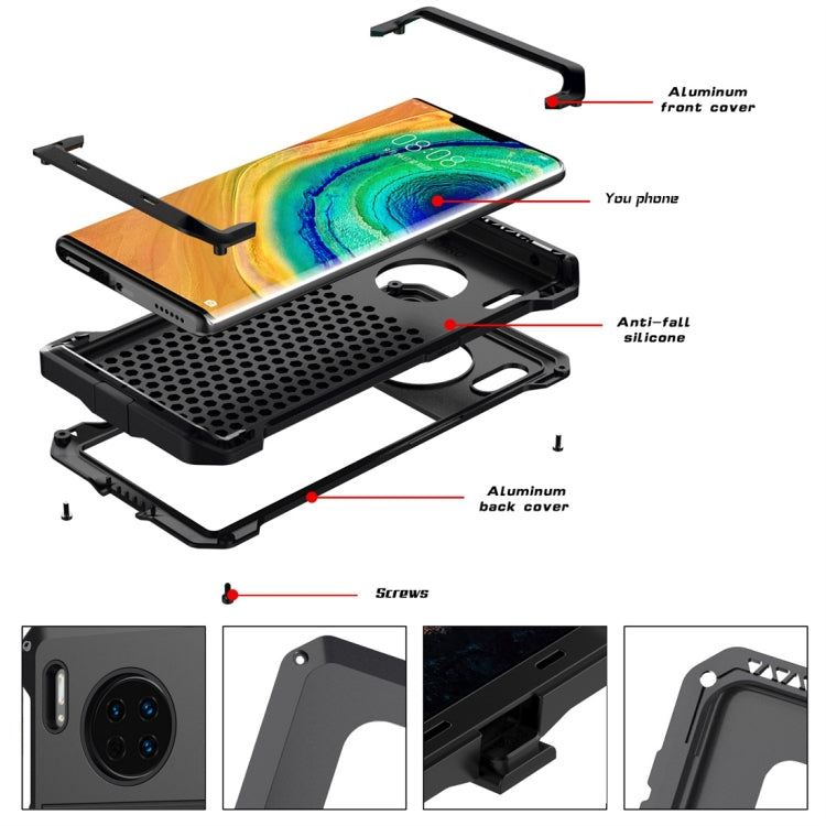 For Huawei Mate 30 Pro Shockproof Waterproof Silicone + Metal Protective Case(Red)