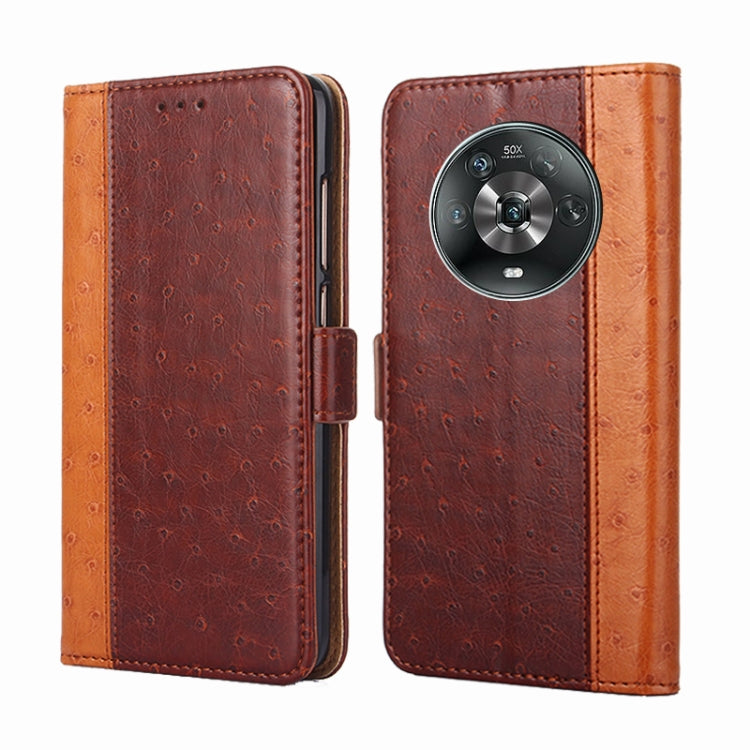 For Honor Magic4 Ostrich Texture Flip Leather Phone Case